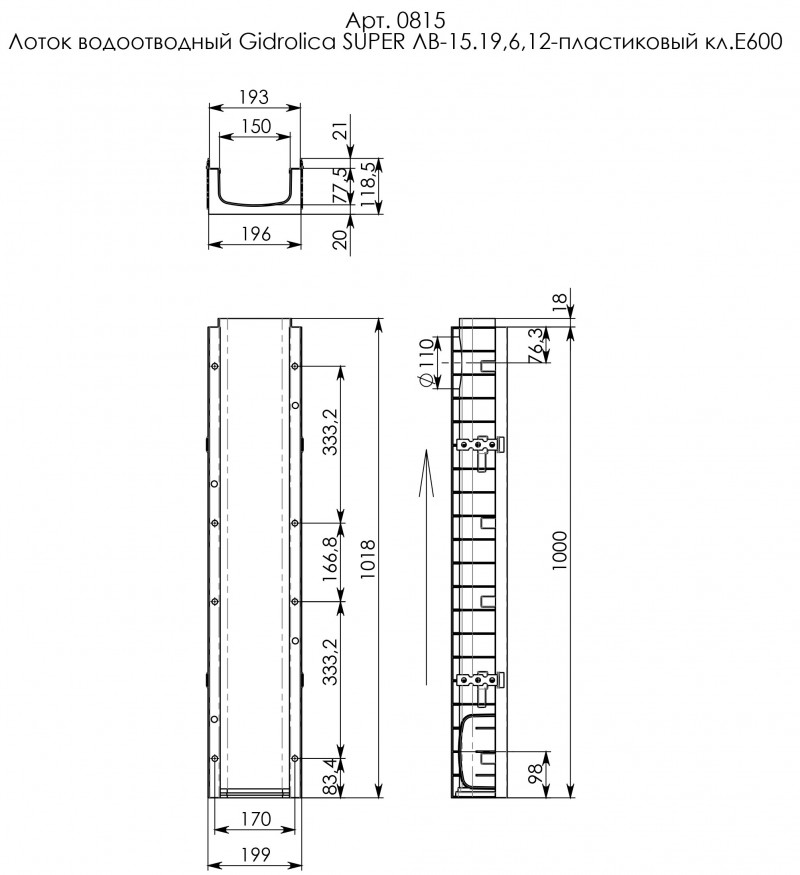 05-1 DETALII RIGOLA PLASTIC CU PERETE INTARIT, GRATAR DIN FONTA, DN150